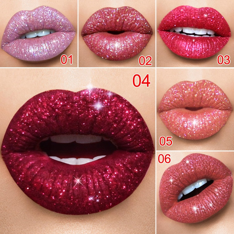 Choose 1 or 6 Color Glitter Matte Lipstick