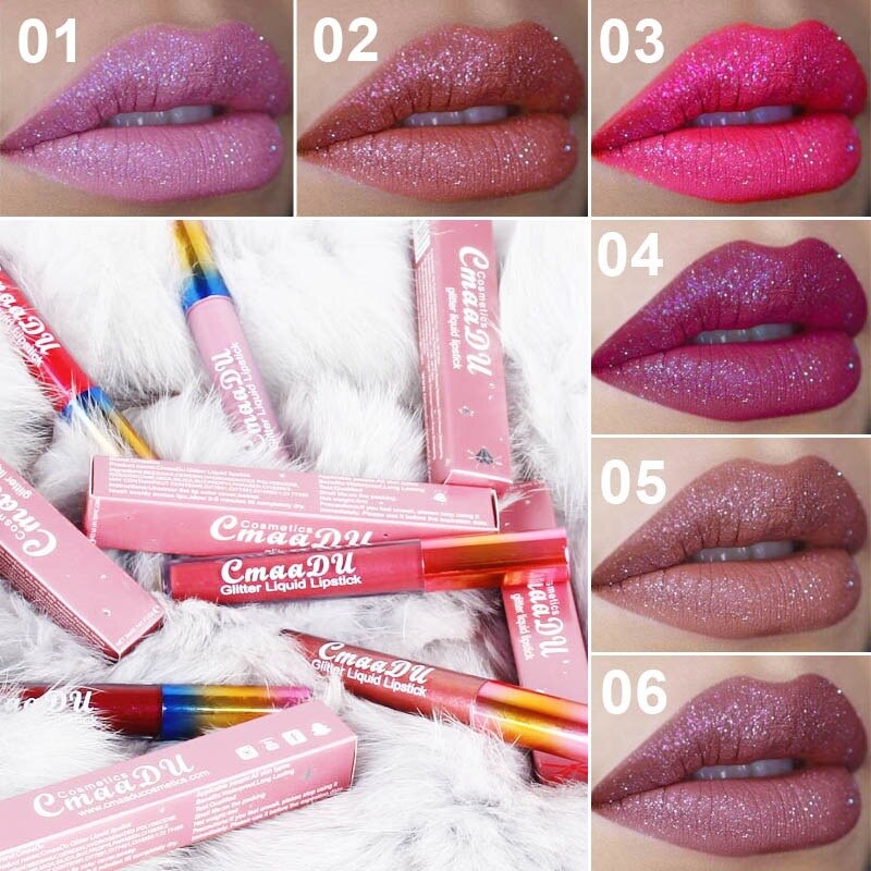 Choose 1 or 6 Color Glitter Matte Lipstick